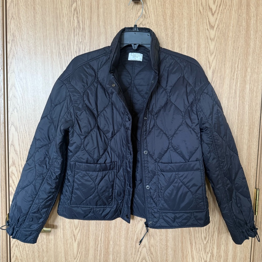 Z Supply Active Black Quilted Outerwear Jacket
